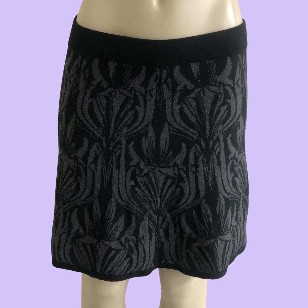 NWT Vintage Y2K Max Studio Black Damask Jacquard Sweater Mini Skirt Size S
